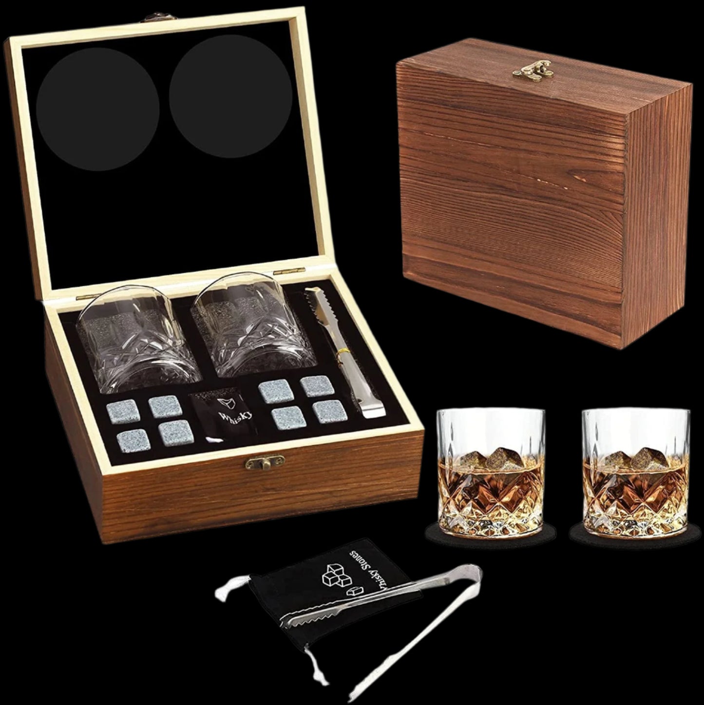 Whisky Stone Whisky Stones Glass Wooden Gift Box