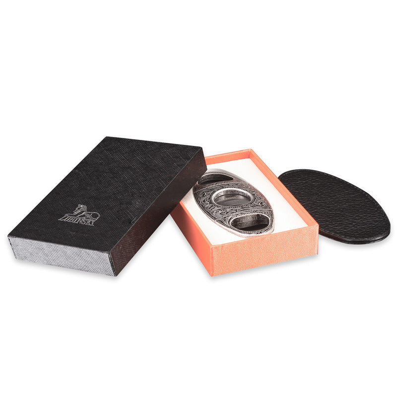 Creative 3D Relief Portable Leather Case For Cigar Scissors