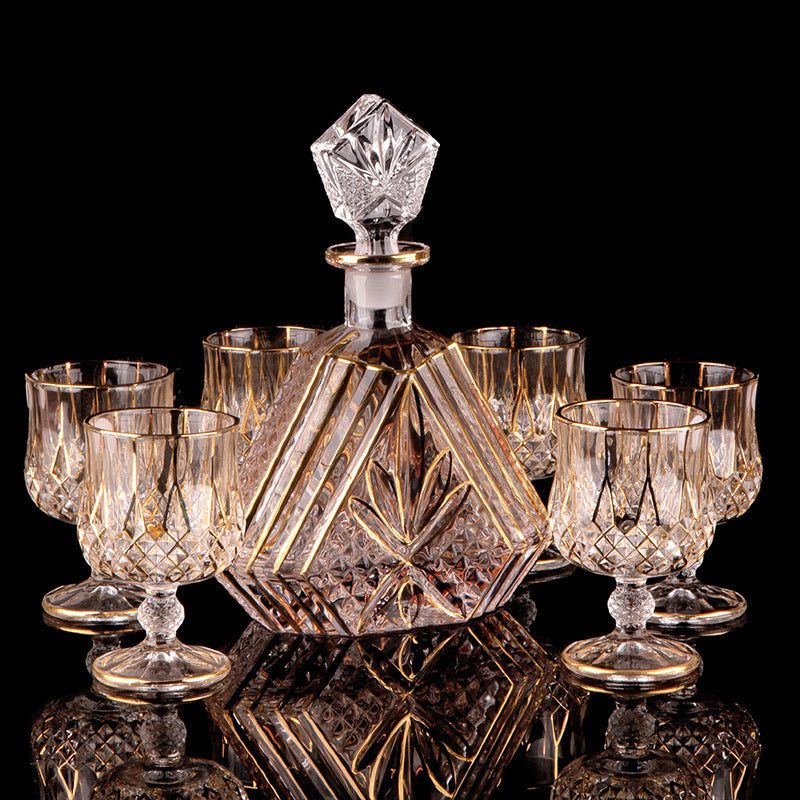 Crystal Glass Whiskey And Wine Bottle Set