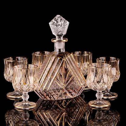 Crystal Glass Whiskey And Wine Bottle Set