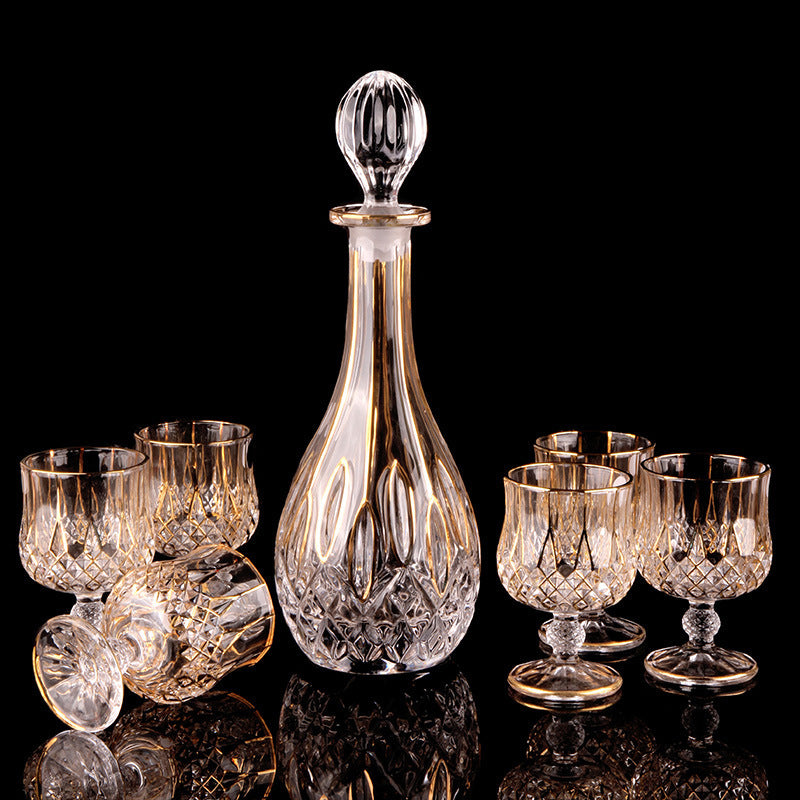 Crystal Glass Whiskey And Wine Bottle Set